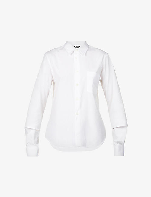 BLACK COMME DES GARCON: Cut-out sleeve cotton-poplin shirt