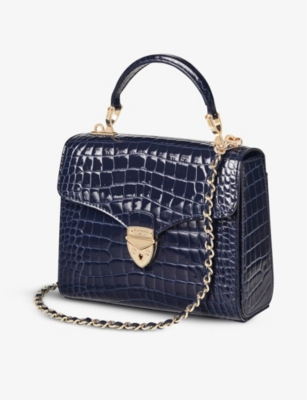 ASPINAL OF LONDON: Mayfair Midi croc-embossed leather cross-body bag