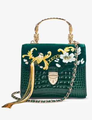 ASPINAL OF LONDON: Midi Mayfair limited-edition velvet top-handle bag