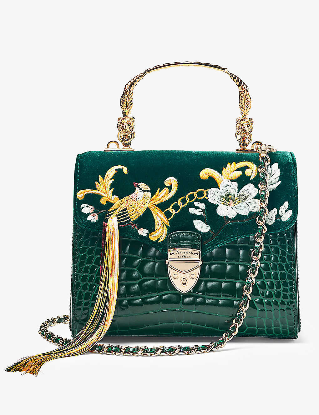 Aspinal Of London Evergreen Midi Mayfair Limited-edition Velvet Top-handle Bag