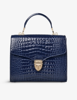 Aspinal Of London Womens Midnight Mayfair Croc-embossed Leather Shoulder Bag In Midnight