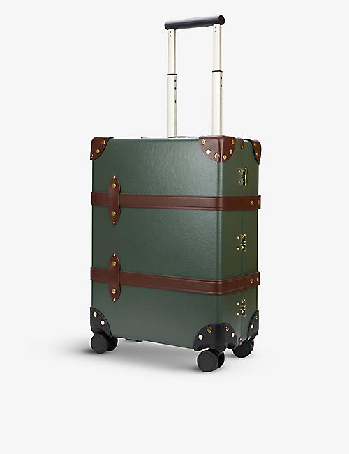 GLOBE-TROTTER: Centenary carry-on 4-wheel vulcanised fibreboard suitcase