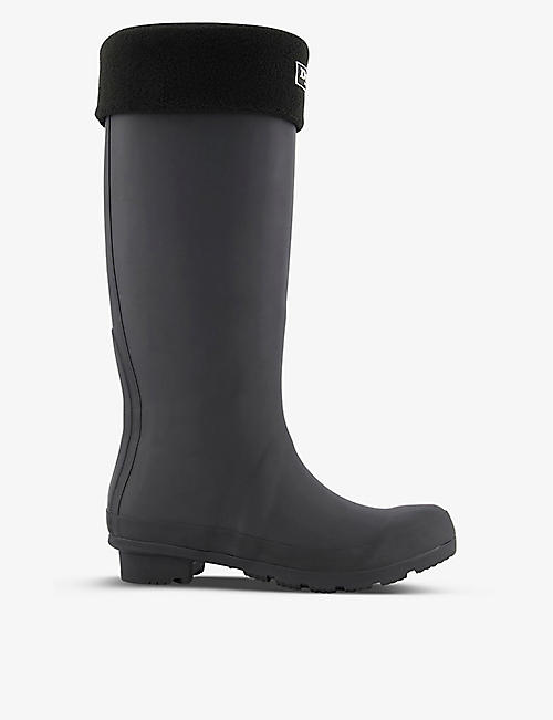 DUNE: Fleece-trimmed logo-patch knee-high Wellington boots