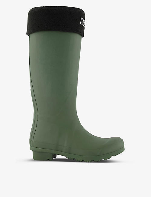 DUNE: Fleece-trimmed logo-patch knee-high Wellington boots
