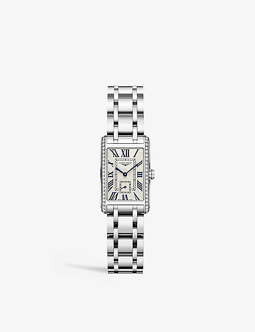 LONGINES: L52550716 Dolce Vita stainless-steel and 0.386ct brilliant-cut diamond watch