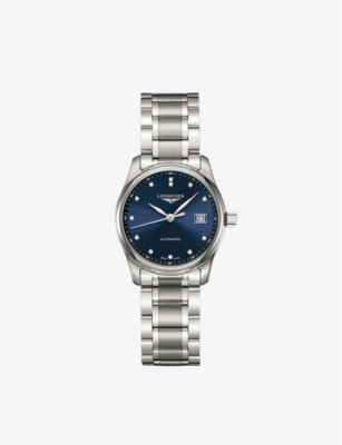 Longines L22574976 Master Stainless-steel And 0.34ct Round-cut Automatic Watch In Blue