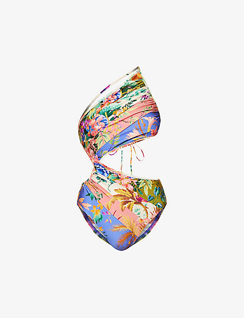 ZIMMERMANN: Tropicana floral-print spliced swimsuit