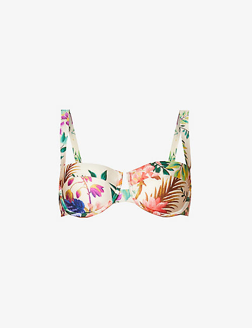 ZIMMERMANN: Tropicana floral-print bikini top