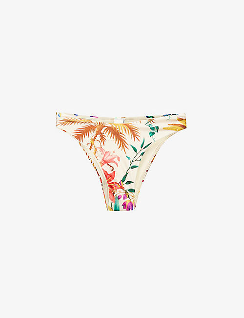 ZIMMERMANN: Tropicana floral-print low-rise bikini bottoms