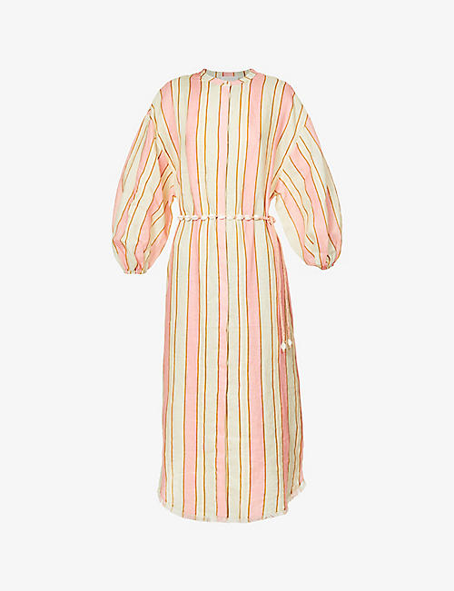 ZIMMERMANN: Lola striped cotton midi shirt dress
