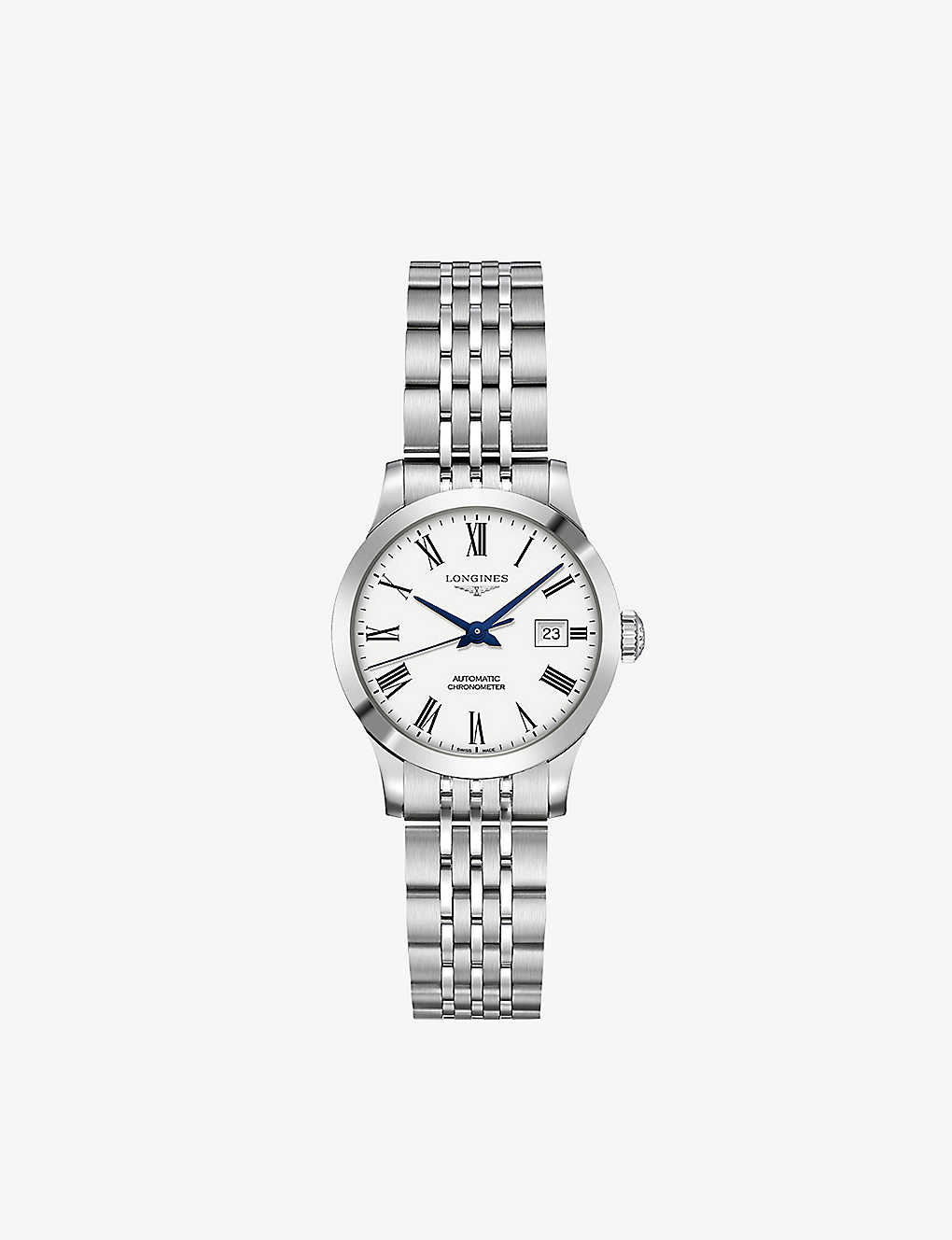 Longines Womens White L23200876 Record Stainless-steel, 0.439ct Diamond And Mother-of-pearl Automati
