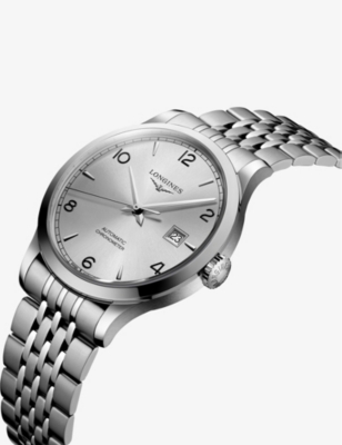 Shop Longines Men's Silver L28214726 Record Stainless-steel Automatic Watch