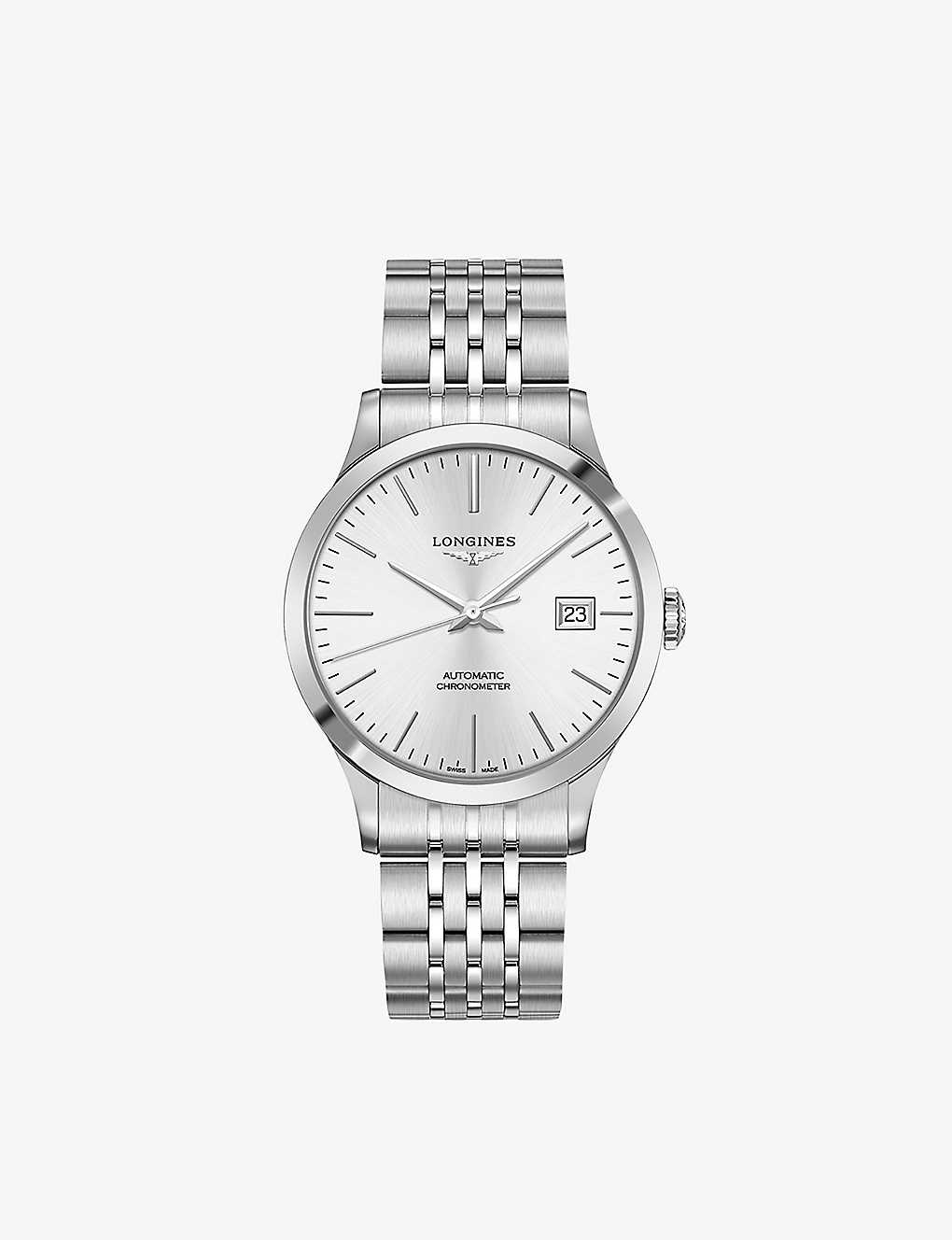 Longines L28214726 Record Stainless-steel Automatic Watch In Silver