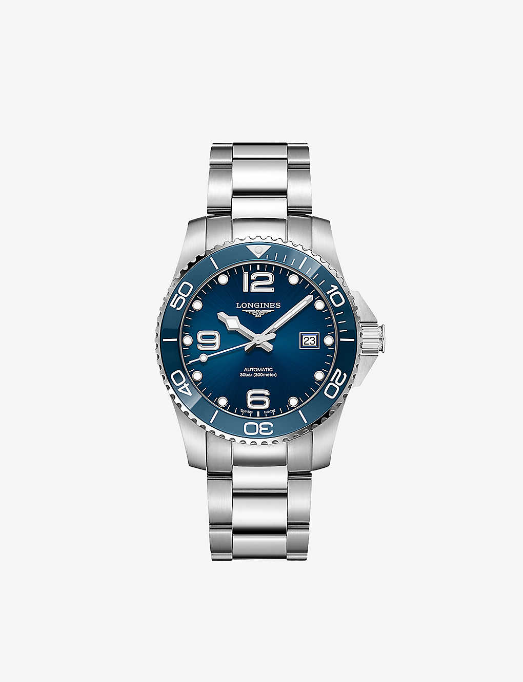 Longines L37814966 Hydroconquest Stainless Steel Automatic Watch In Blue