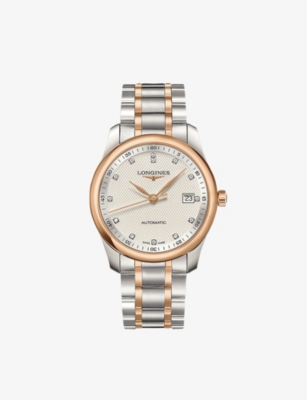 LONGINES: L2.793.5.77.7 Master Master 18ct rose gold-plated stainless steel and diamond watch