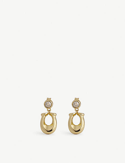 COACH: Polished yellow gold-toned and cubic zirconia drop earrings