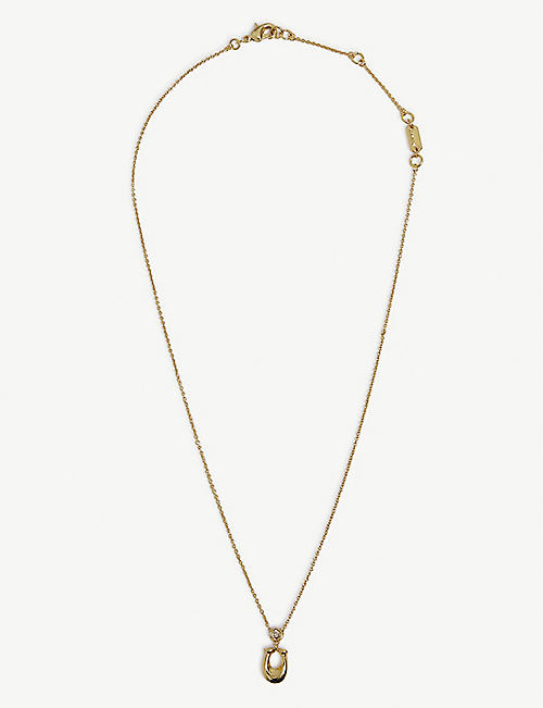 COACH: Signature Crystal yellow gold-plated brass and Swarovski crystal necklace