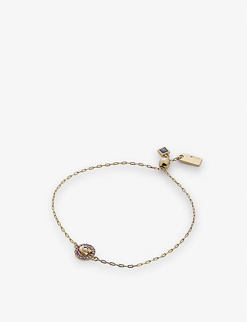 COACH: Signature yellow gold-plated brass and crystal bracelet