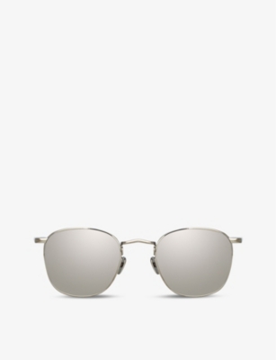 LINDA FARROW: Simon square-frame 22ct white gold-plated titanium sunglasses