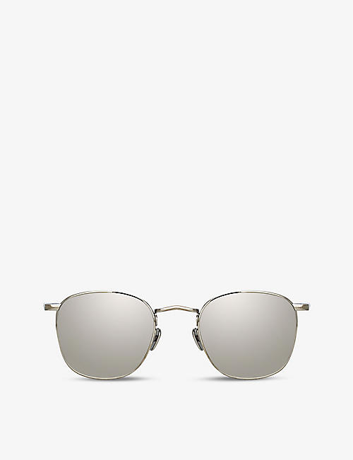 LINDA FARROW: Simon square-frame 22ct white gold-plated titanium sunglasses