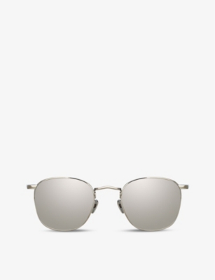Linda Farrow Simon Square-frame 22ct White Gold-plated Titanium Sunglasses In White Gold/ Platinum