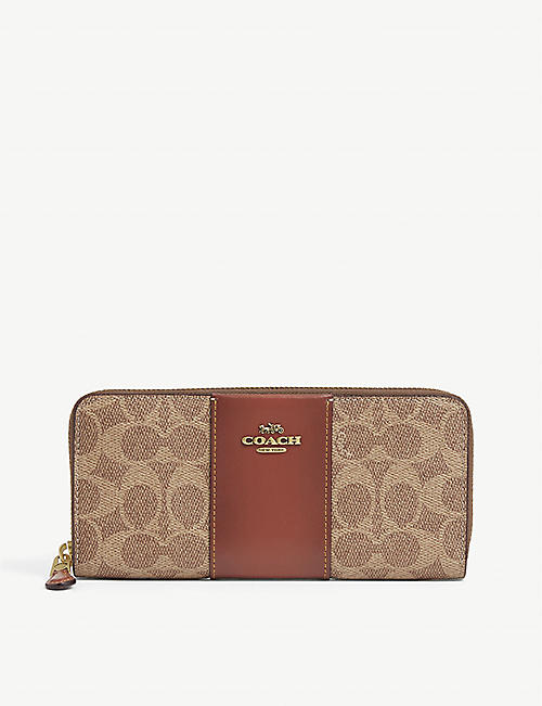 COACH: Logo-detail zip-around faux-leather purse