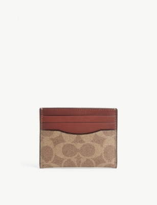 COACH Signature coatedcanvas and leather card holder