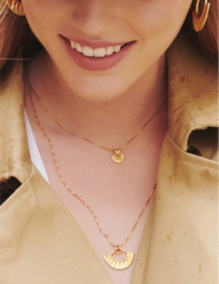 Shop Rachel Jackson Women's Gold Medium Deco Fan 22ct Yellow Gold-plated Sterling Silver Pendant Necklace