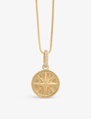 RACHEL JACKSON: Mini North Star 22ct yellow gold-plated sterling silver and cubic zirconia pendant necklace