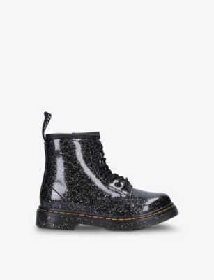 Dr. Martens' Kids' 1460 Cosmic Glitter 8-eye Faux Leather Boots 3-5 Years In Black