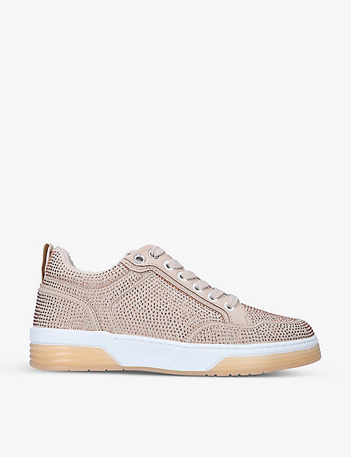 CARVELA: Glide Bling jewel-embellished leather low-top trainers
