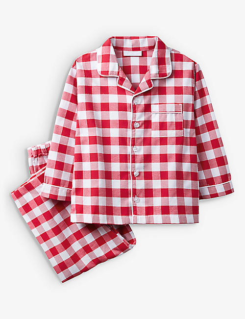 THE LITTLE WHITE COMPANY: Checked cotton pyjama set 7-10 years
