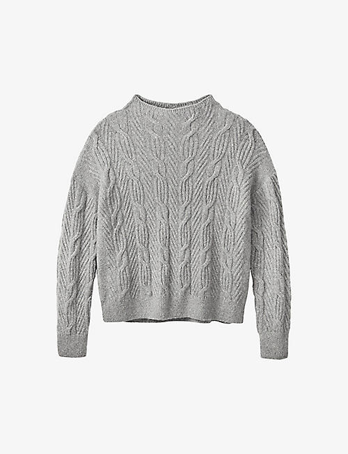 THE WHITE COMPANY: Funnel-neck stretch cable-knitted jumper