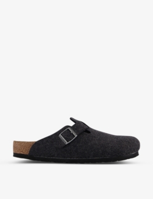 Birkenstock Men's Boston Slip-on Suede Clogs In Anthracite