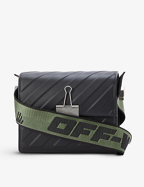 OFF-WHITE C/O VIRGIL ABLOH: Binder Clip branded leather cross-body bag