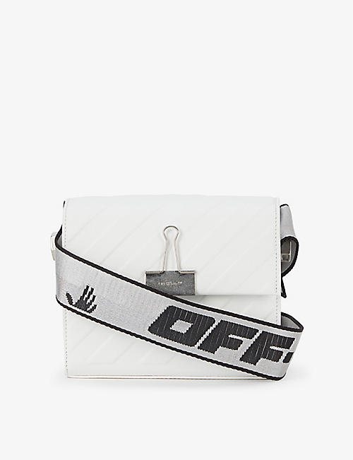 OFF-WHITE C/O VIRGIL ABLOH: Binder Clip branded leather cross-body bag
