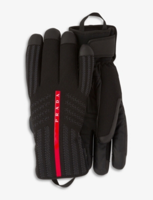 PRADA Branded leather and knit ski gloves Selfridges