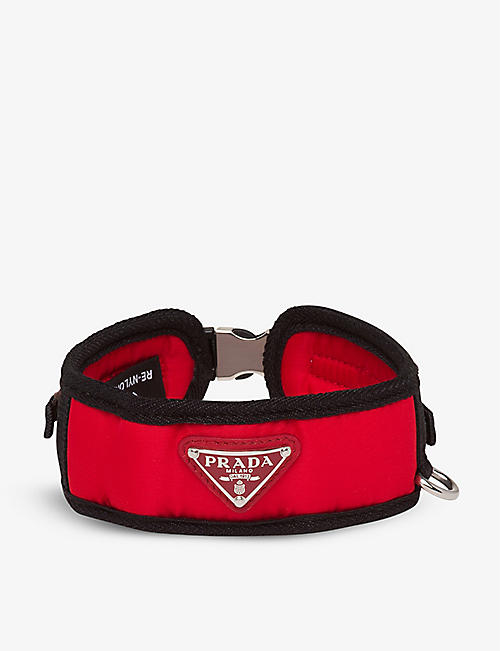 PRADA: Brand-plaque recycled-nylon dog collar