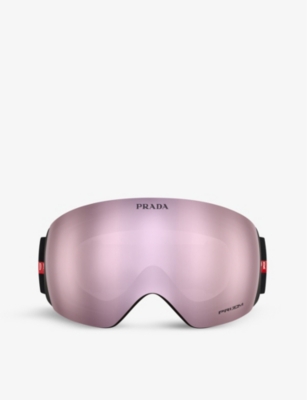 Shop Prada Menslinea Rossa X Oakley Plastic Ski Goggles In Multi