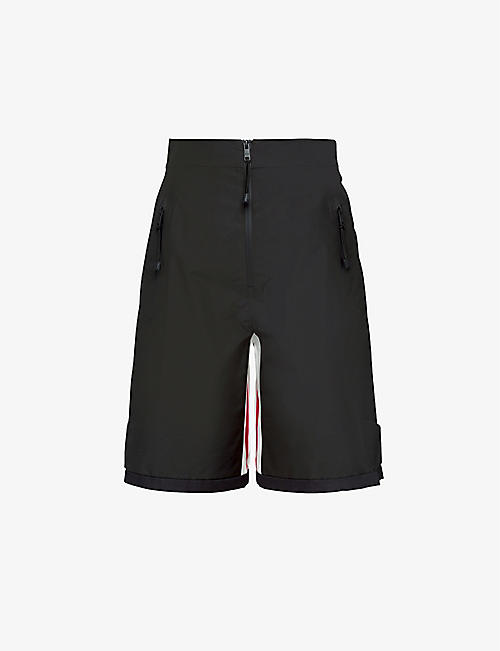 PRADA: Striped high-rise recycled-polyester shorts