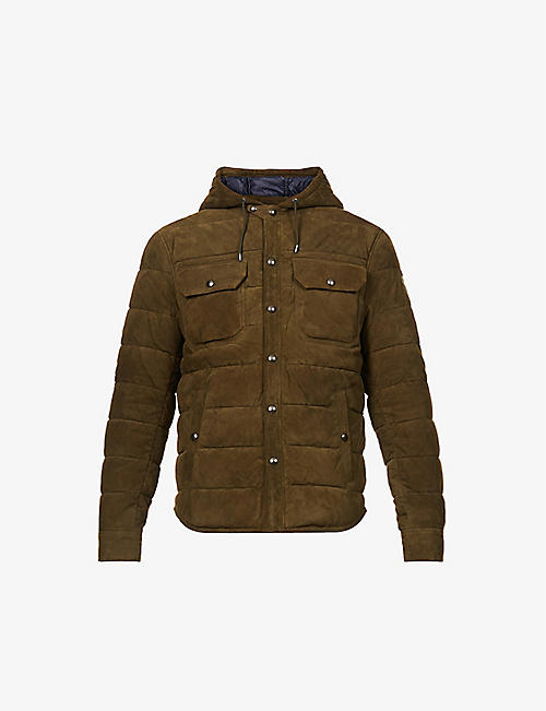 POLO RALPH LAUREN: Padded suede hooded jacket