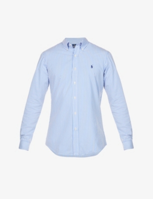 royal blue and white button down shirt mens