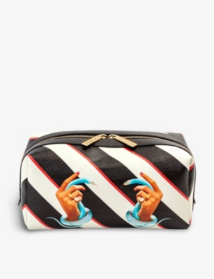 Shop Seletti Wears Toiletpaper Striped Canvas Wash Bag