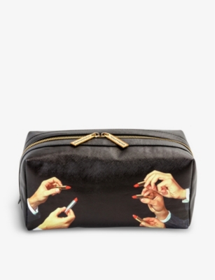 Seletti Wears Toiletpaper Lipstick-print Canvas Wash Bag