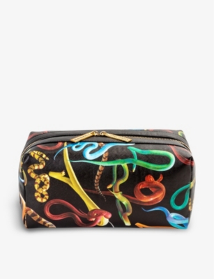 Shop Seletti Wears Toiletpaper Snake-print Canvas Wash Bag
