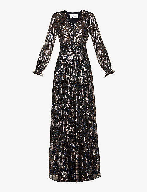 BA&SH: Tilane metallic-print silk-blend maxi dress