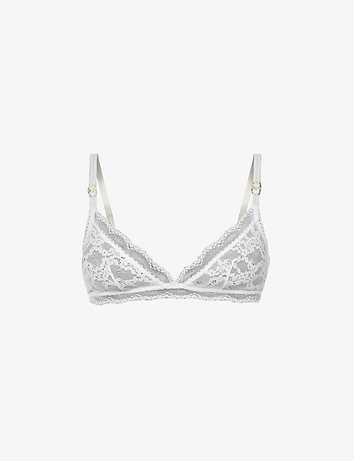 STELLA MCCARTNEY: Mila floral-embroidered stretch-lace soft-cup bra