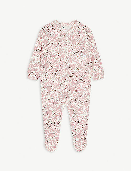 SLEEPY DOE: Willow Leaf all-in-one organic-cotton sleepsuit 0-12 months