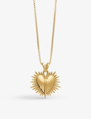 RACHEL JACKSON: Electric rays deco heart chain yellow-gold plated necklace