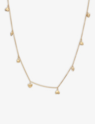 RACHEL JACKSON: Topsy turvy deco hearts yellow-gold plated chain necklace